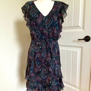 Ruffled paisley dress, size 10